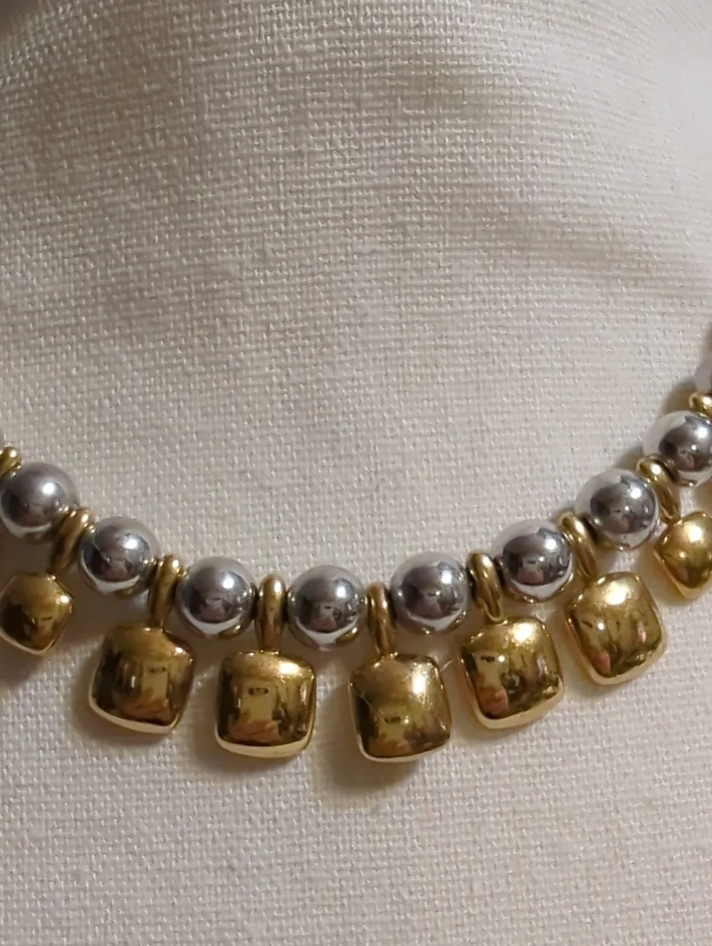 Monet Two-Tone Silver Tone and Gold Tone Beaded Necklace